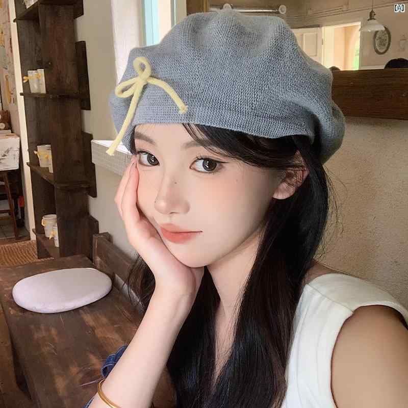 和菓子 かわいい リボン ベレー 帽 レディース 薄手 通気性 つぼみ ペインター ハット 顔 見せ 小柄め 帽子 おしゃれ