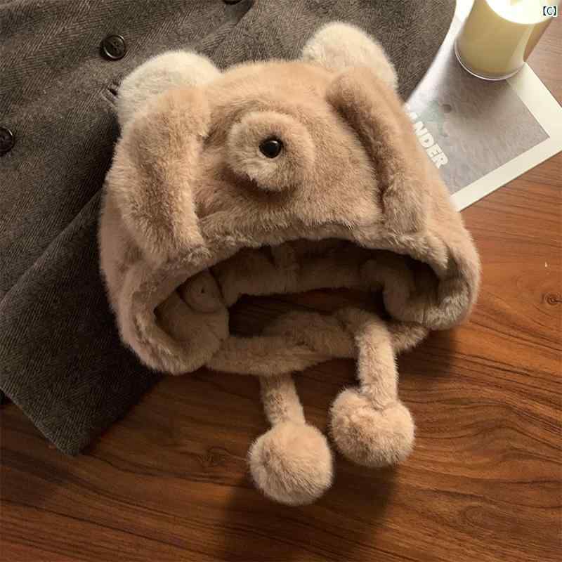 かわいい 顔覆う クマ ぬいぐるみ 帽子 レディース 秋冬 暖かい 耳保護 ロシア 顔 小柄 防寒