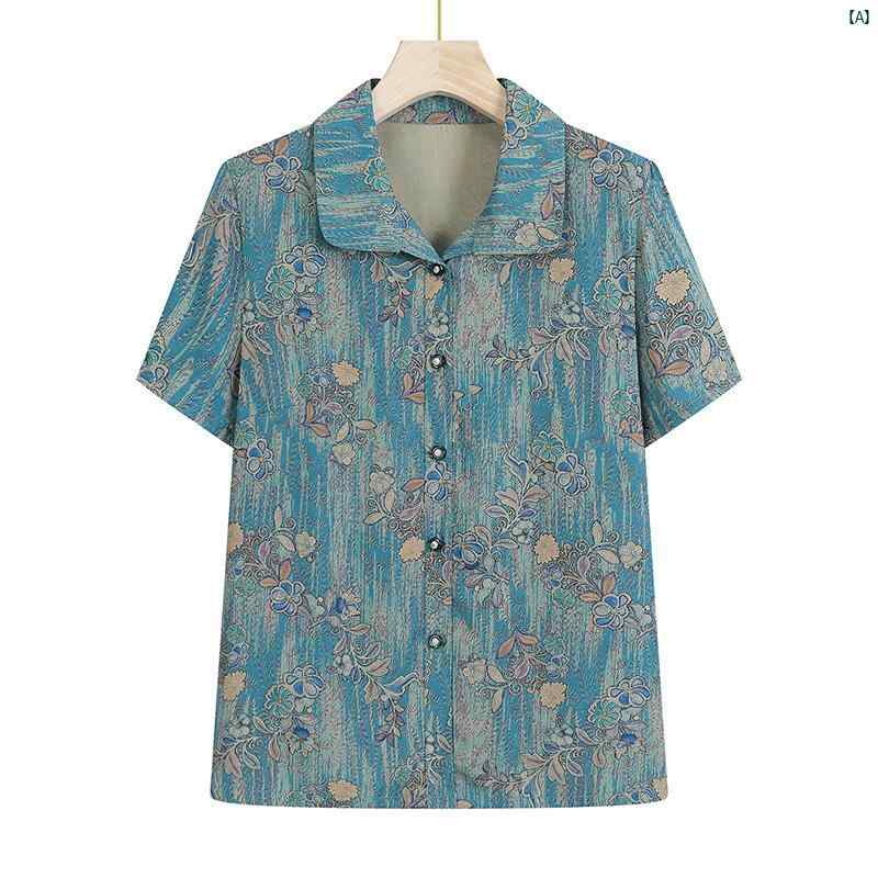 レディース　ファッション　大歳　マダム　コーデ　春　夏　ばあちゃん シャツおばあちゃん 半袖 ゆるめ 高者 服 夏服お母さん スーツ