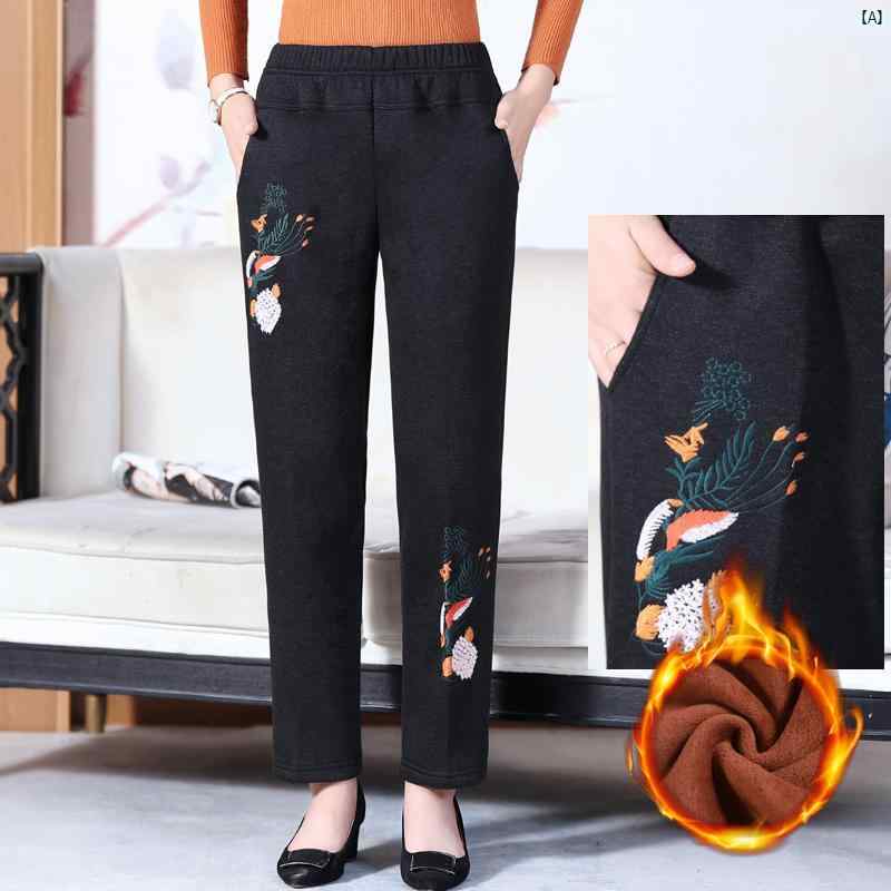 レディース ファッション 大歳 マダム コーデ 春 夏 秋 レディース ズボン 冬 ベルベット コットン ハイウエスト 厚手 暖かいおばあちゃん 秋 たり