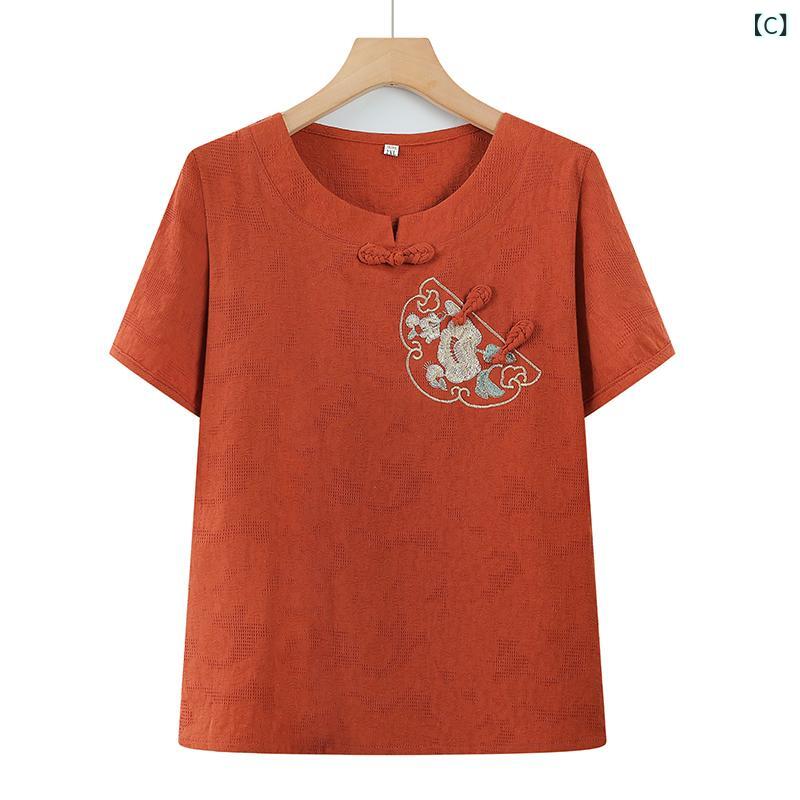 Tシャツ レディース 半袖 トップス カットソー カジュアル 上着 ルームウェア 麻 綿 コットン 混 接触冷感 薄手 通気性 吸湿 速乾 涼しい 快適 ゆったり 体系カバー 婦人服 ミセス シニア 母親 お母さん 祖母 おばあちゃん プレゼント 普段使 primes-shop-10266746 プライムズ商店 サンプル画像3