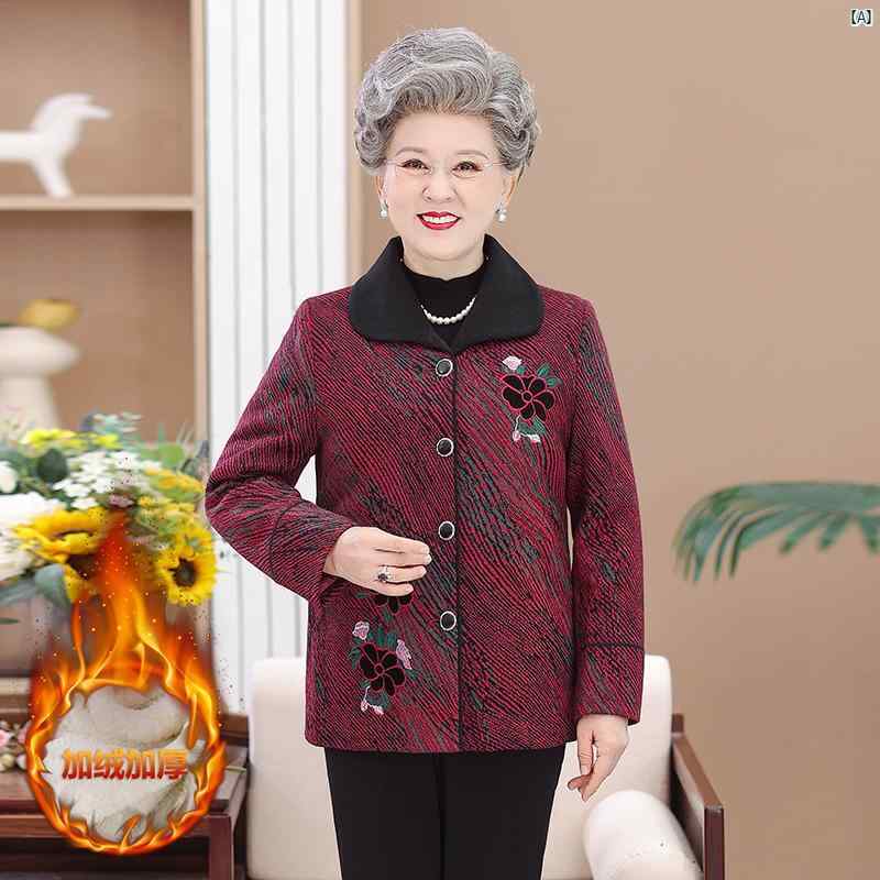 レディース　ファッション　大歳　マダム　コーデ　春　夏　秋 防寒着お母さん フリースジャケット 厚手 防寒 カーディガン 高者おばあちゃんお ばあさん 衣類