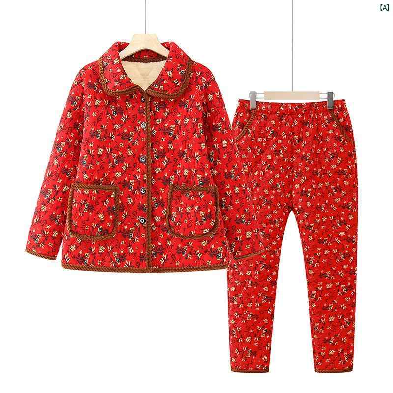 レディース　ファッション　大歳　マダム　コーデ　春　夏　秋 高 者 レディース 冬服 自宅お ばあさんおばあちゃん コットンジャケット コットン ズボン ベルベット 厚手 パジャマ スーツ