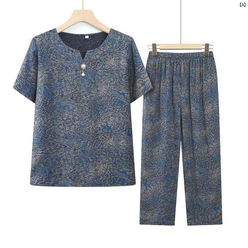 レディース　ファッション　大歳　マダム　コーデ　春　夏　秋 老婦歳 夏服 大きいサイズ コットン スーツ高 者 婦歳 服おばあちゃん シャツ ママ 夏 半袖高