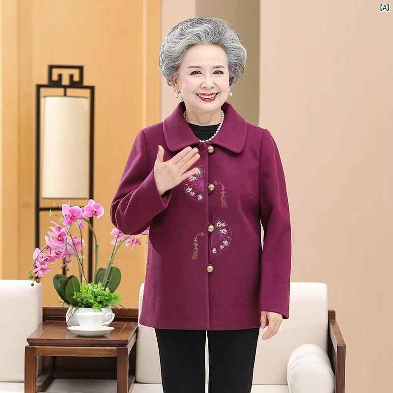 レディース　ファッション　大歳　マダム　コーデ　春　夏　秋 高 レディース 春秋 大きいサイズおばあちゃん ウール トップ スーツ 70歳用