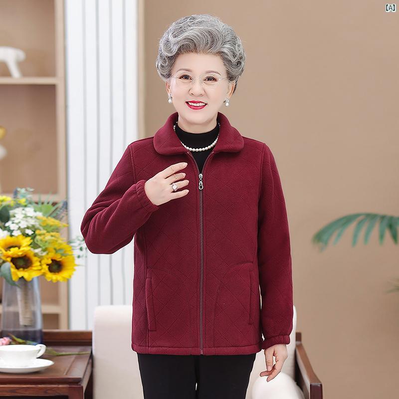 レディース　ファッション　大歳　マダム　コーデ　春　夏　春秋秋 コート フリースお母さん フリース..