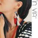 レディース ファッション コーデ 春 夏 秋 ファッション小物 invia ボヘミアン エスニック イヤリング 休暇 レッド 羽 タッセル 誇張 レディース ロング