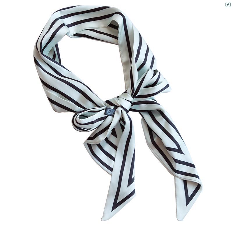 レディース　ファッション　コーデ　春　夏　秋　ファッション小物 ブラック ホワイト ロング ストライプ レトロ ヘア バンド レディース スカーフ ネクタイ ハイエンド
