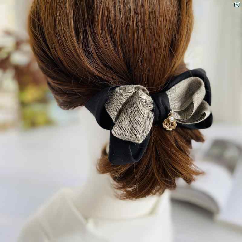 レディース　ファッション　コーデ　春　夏　秋　ファッション小物 エレガント レトロ コットン 麻生地 二重層 頭 後ろ 大きい ヘアピン 韓国 春 クリップ