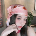 レディース ファッション コーデ 春 夏 秋 ファッション小物 Youxi Island クールピンク イチゴ かわいい 正方形 スカーフ ヘッド バンド レデ...