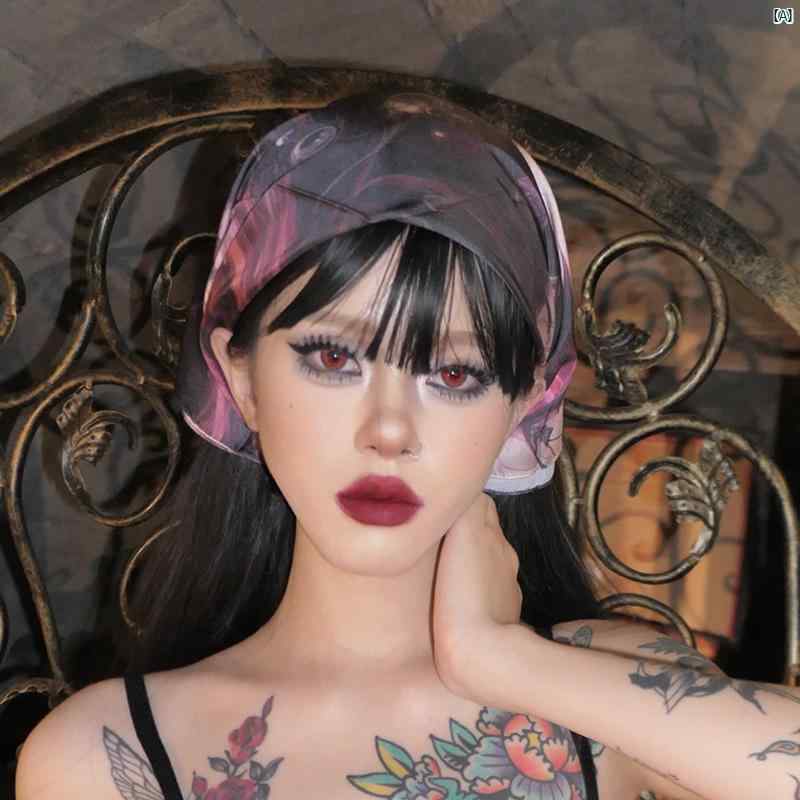 レディース　ファッション　コーデ　春　夏　秋　ファッション小物 Youxi 島 ダーク サブカルチャー ゴシック 二 次元 悪 少女 スカーフ 正方形 レディース y 2 k スタイリッシュ ガール