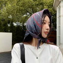 レディース ファッション コーデ 春 夏 秋 ファッション小物 Youxi 島 春秋 ダーク ブラック 小柄 正方形 スカーフ レディース ターバン ヘッド レ...
