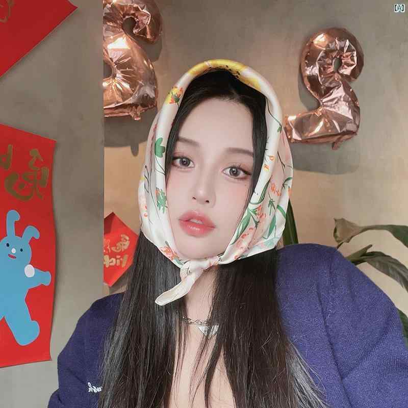 レディース　ファッション　コーデ　春　夏　秋　ファッション小物 Youxi 島 牧歌 花 ファッション 小柄 正方形 スカーフ レディース 春秋 夏 日焼け防止 ヘッド バンド