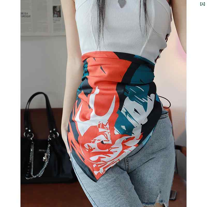 レディース　ファッション　コーデ　春　夏　秋　ファッション小物 Youxidao オートバイ スクエア スカーフ コットンブルー レディース ファッション 春夏 学生 チューブ トップ ベルト