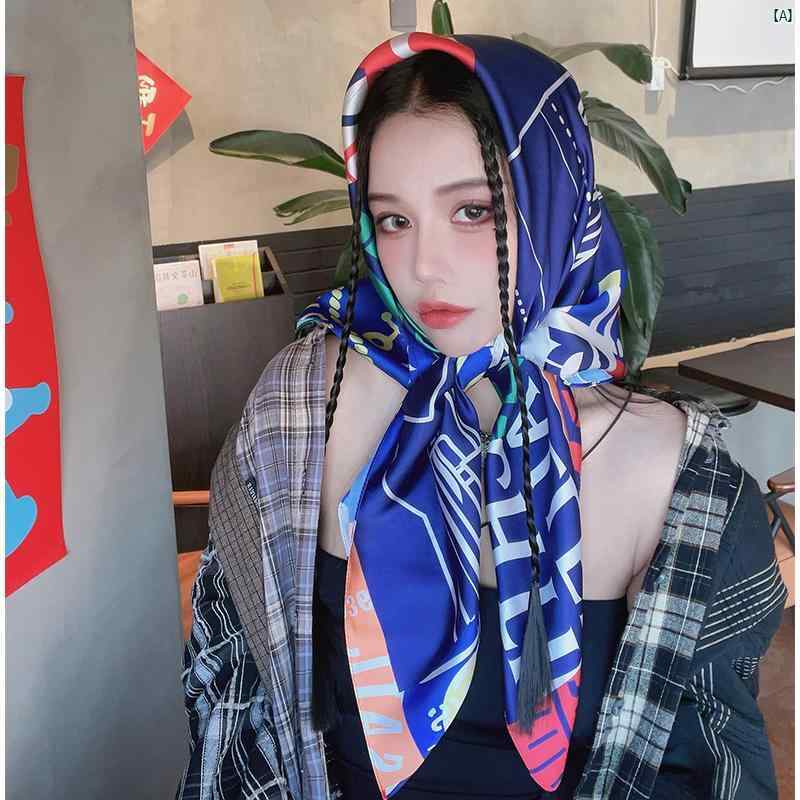 レディース ファッション コーデ 春 夏 秋 ファッション小物 Youxi Island アメリカン レトロ ヒップ ホップ 90 ラージ スクエア スカーフ ...