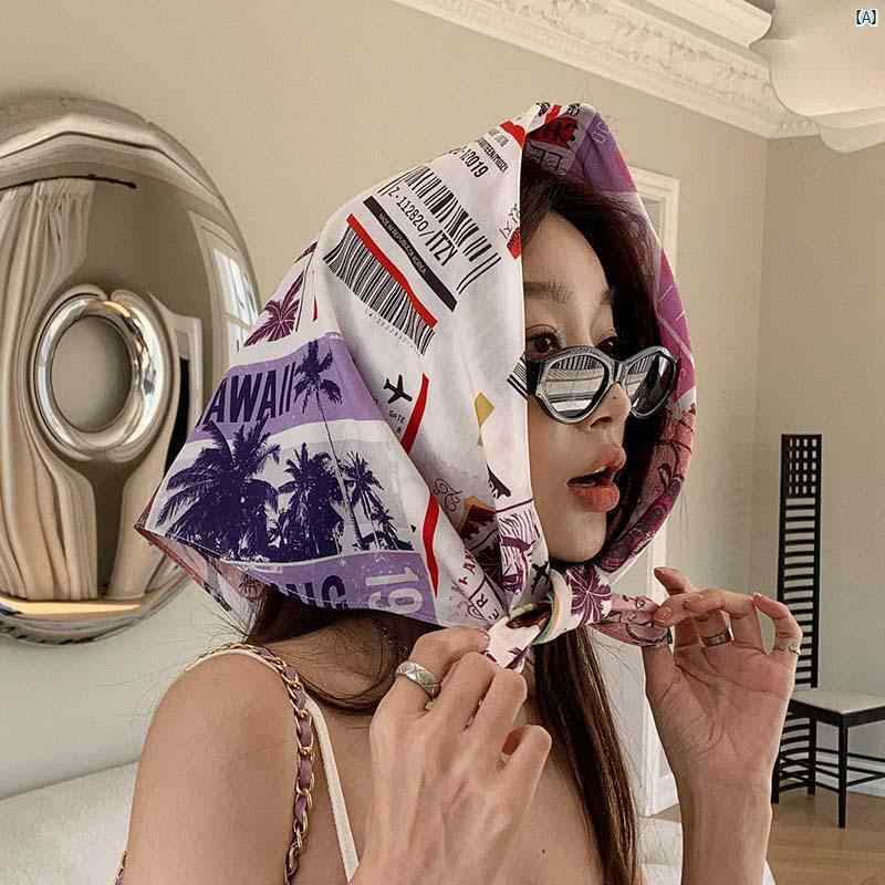 レディース　ファッション　コーデ　春　夏　秋　ファッション小物 Youxi 島 春夏 アメリカン レトロ コットン 70 平方 スカーフ チューブ トップ レディース ウエスト 日焼け防止 ヘッド バンド