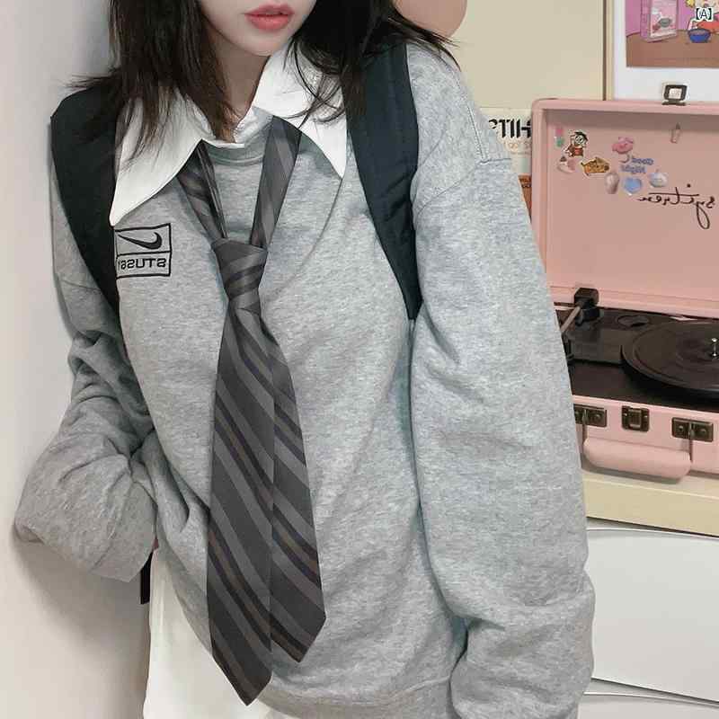 Youxidao 薄手 ロング スカーフ ベルト レディース新 レトロ ストライプ 学生 ネクタイ メンズ カレッジ