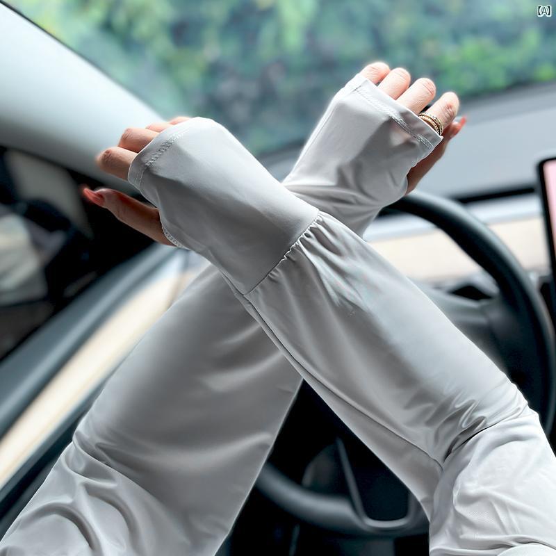 レディース　コーデ　ファッション小物 夏 冷感 日焼け防止 ハンド スリーブ 長袖 グローブ メンズレディース 運転 腕 保護 薄手 たり 大きめ サイズ