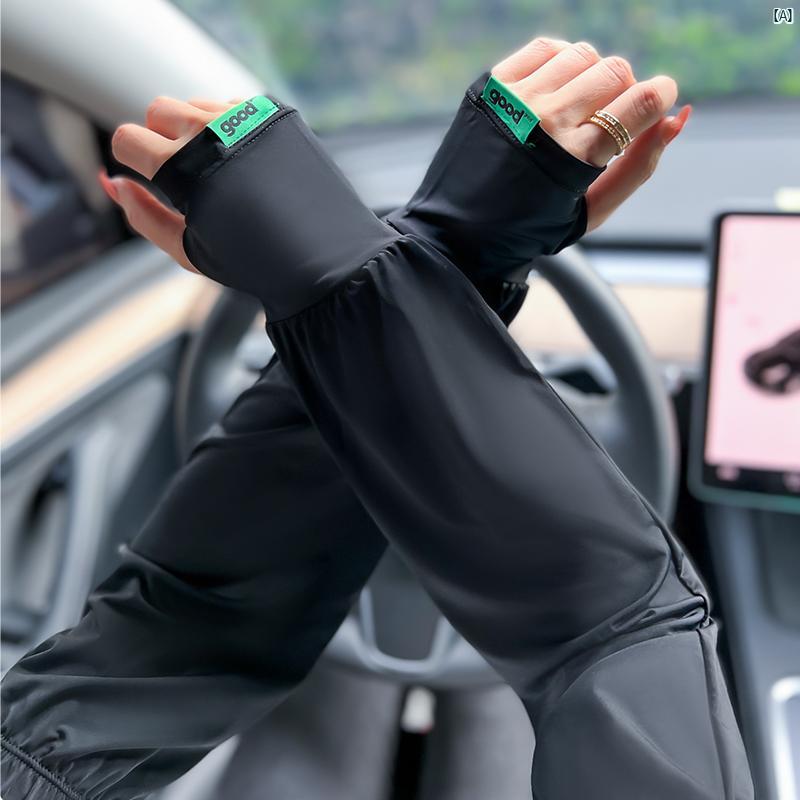 レディース コーデ ファッション小物 夏 冷感 日焼け防止 ハンド スリーブ 拡張 手袋 メンズレディース 運転 アームガード ブラック 薄手 たり 大きいサイ...