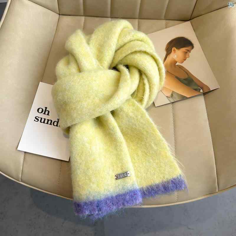 レディース　コーデ　ファッション小物 秋冬 ガールズ用 ニット ウール スカーフ ガチョウ イエロー 色..