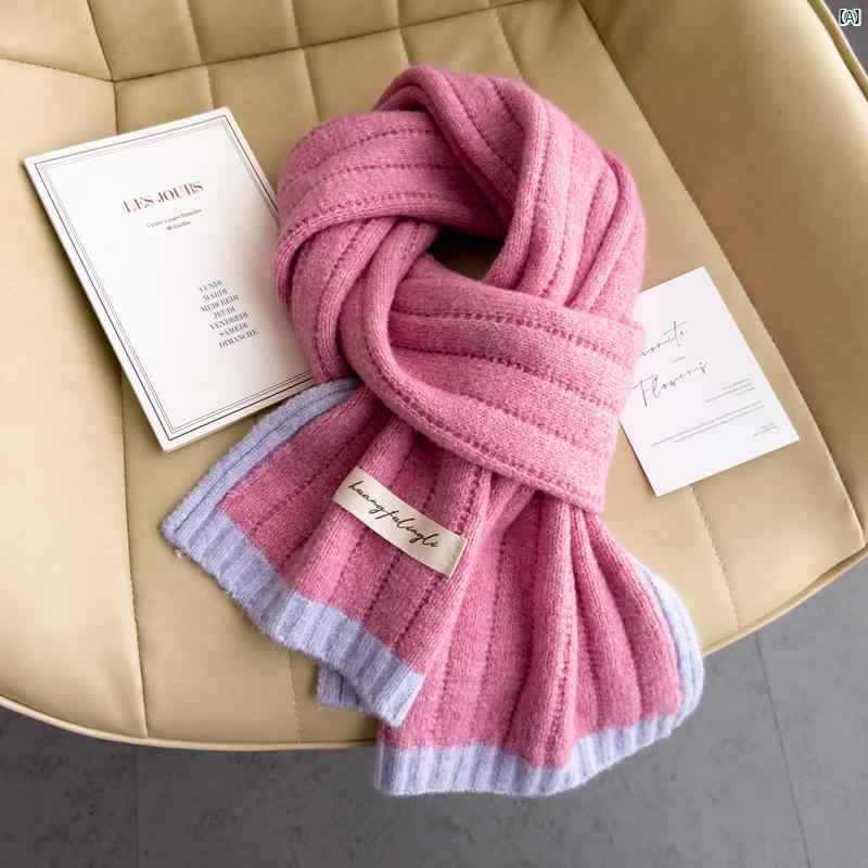 レディース　コーデ　ファッション小物 ニット ウール ピンク 厚手 スカーフ 韓国 ガールズ かわいい ..