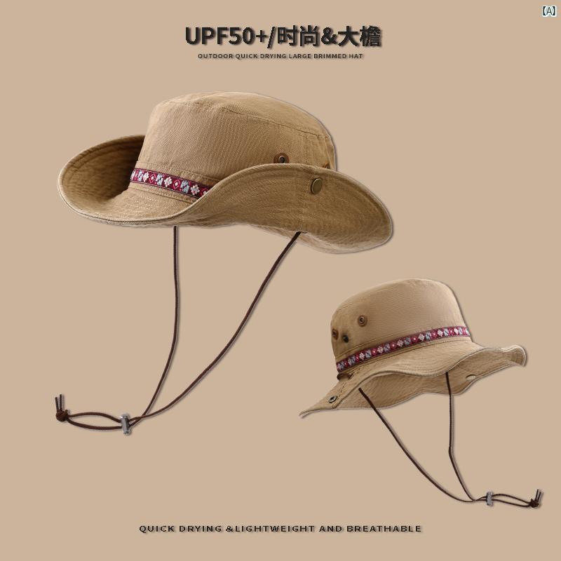 レディース コーデ ファッション小物 アメリカン レトロ ウエスタン カウボーイハット 夏 屋外 ハイキング キャンプ 釣り つば広 日よけ 帽子 メンズレディ...