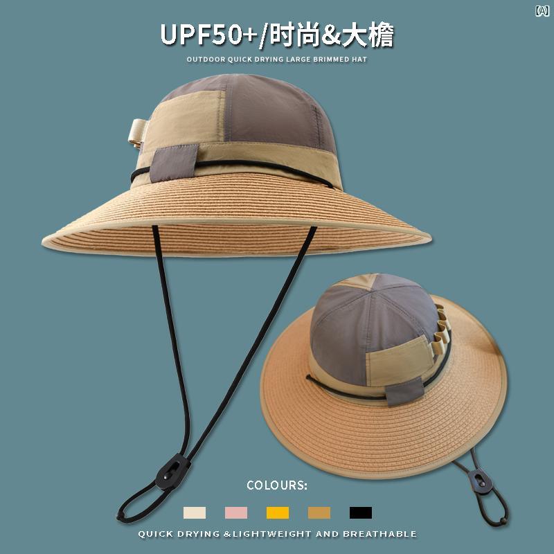 レディース コーデ ファッション小物 夏 ハイキング 薄型 通気性 つば広 ドーム 山 麦わら 帽子 サンシェード 日よけ メンズレディース 漁師 バケット ハ...