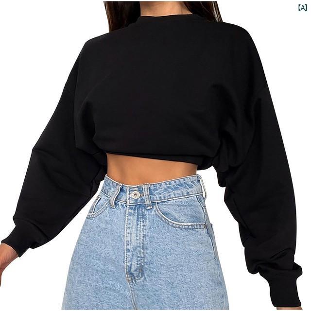 シンプル ウエスト 縮小 ボディスーツ スリム スポーツ 無地 スウェットシャツ