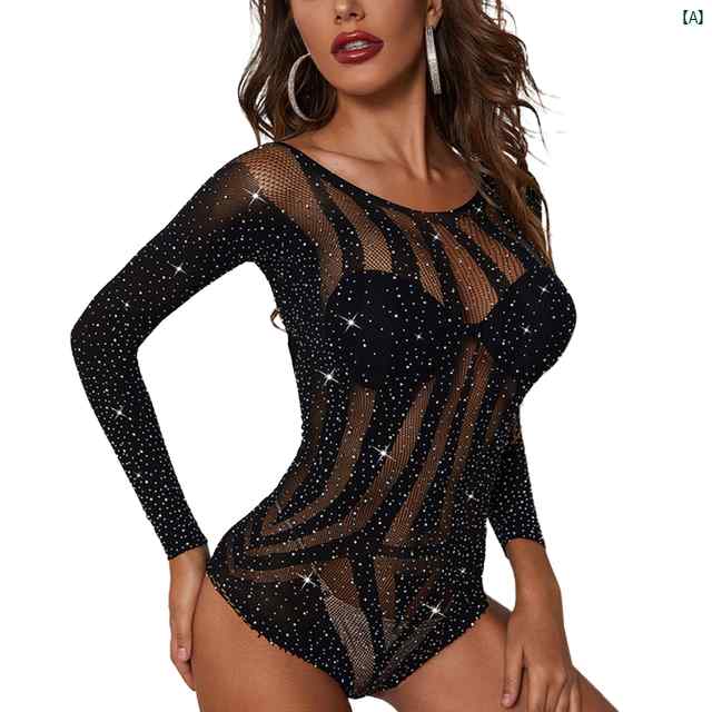 長袖 ストライプ ジャンプ スーツ ナイトクラブ ウェア ビキニ シースルー タイツ