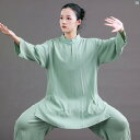 Jingyi 太極拳 スーツ レディース コットン リネン 武道 服 メンズ 練習 七分袖 春夏 薄手