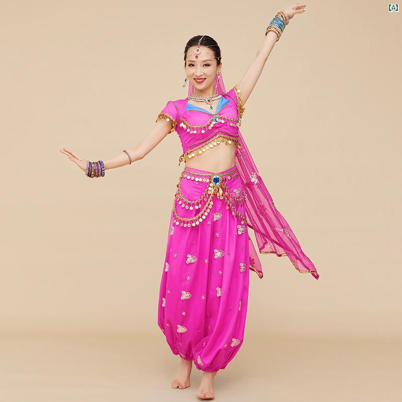 Iman エキゾチック インド ダンス 衣装 エスニック レディース ベリーダンス サリー トップス大 スイング スカート Lengha スーツ(4)