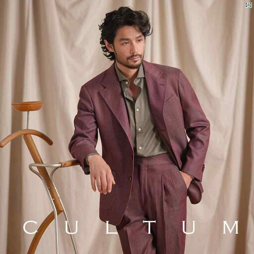 レトロ デニム CULTUM イタリア 風 ダークパープル コットン モダール スーツ メンズ カジュアル レトロ デニム CULTUM イタリア 風 ダークパープル コットン モダール スーツ メンズ カジュアル