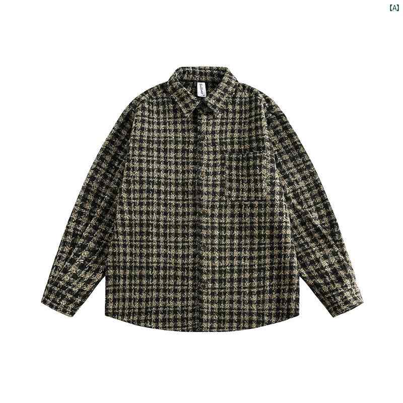 メンズ　コーデ　ファッション　春　秋　夏 zlmeet メンズレディース 秋 レトロ 香り 長袖 シャツ チェック柄 カップル ジャケット