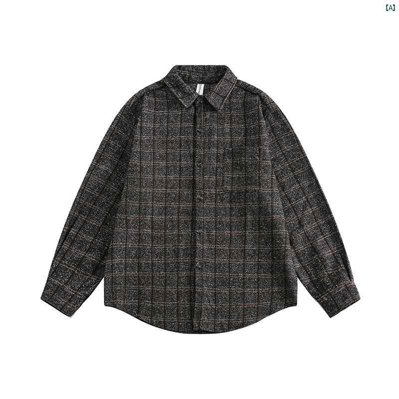 メンズ　コーデ　ファッション　春　秋　夏 zlmeet 男女 チェック柄 シャツ 秋 レトロ たり インナー カップル 長袖 ジャケット