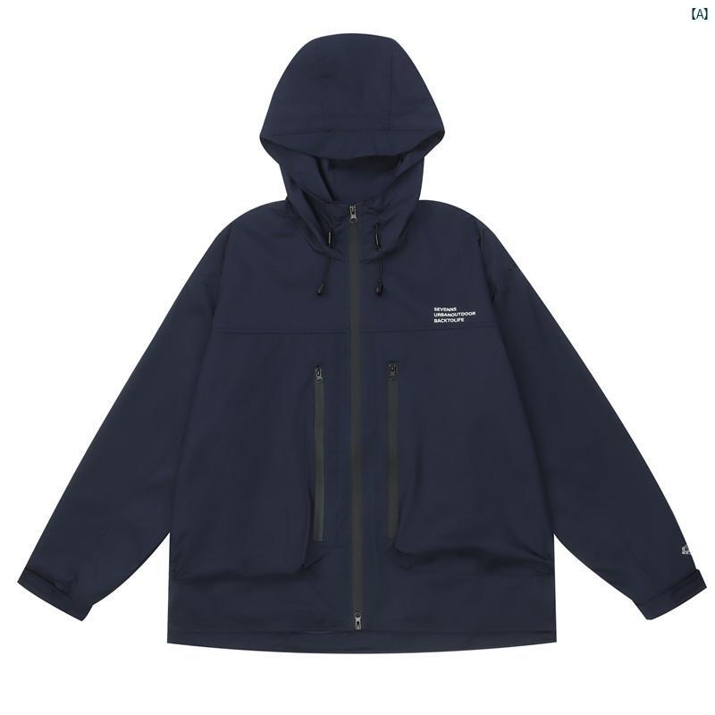 メンズ　コーデ　ファッション　春　秋　夏 Zheng Haohao 秋 レトロ ワークジャケット メンズレディース フード付き 無地 ジャケット