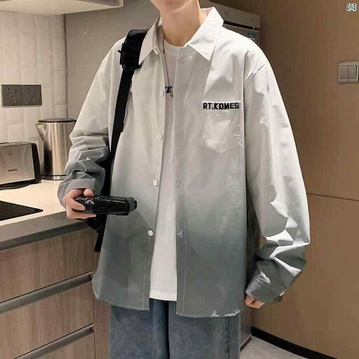 メンズ ファッション コーデ 男性 オシャレ 春夏 メンズ グラデーション 長袖 シャツ ティーンエイジャー 薄手 カジュアル トップス ジャケット メンズ ファッション コーデ 男性 オシャレ 春夏 メンズ グラデーション 長袖 シャツ ティーンエイジャー 薄手 カジュアル トップス ジャケット