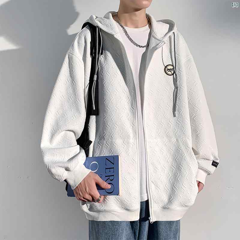 メンズ　ファッション　コーデ　男性　オシャレ フード付き カーディガン スウェットシャツ メンズ 春秋 ジャケット アメリカン オーバー サイズ 野球 ユニフォーム トップ