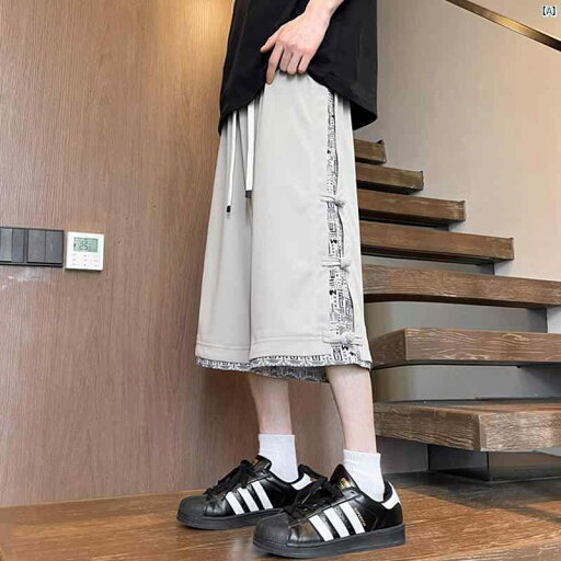 メンズ ファッション コーデ 男性 オシャレ 夏用 中華風 男性用 クロップドパンツ ストレート カジュアル パンツ スポーツ フェイク 2点 ショート メンズ ファッション コーデ 男性 オシャレ 夏用 中華風 男性用 クロップドパンツ ストレート カジュアル パンツ スポーツ フェイク 2点 ショート