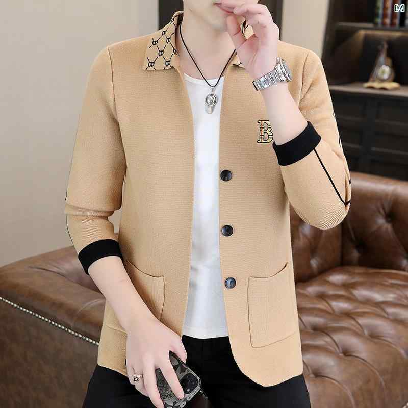 メンズ ファッション コーデ 男性 オシャレ セーター メンズ コート ハイエンド 春秋 長袖 カジュアル アウター