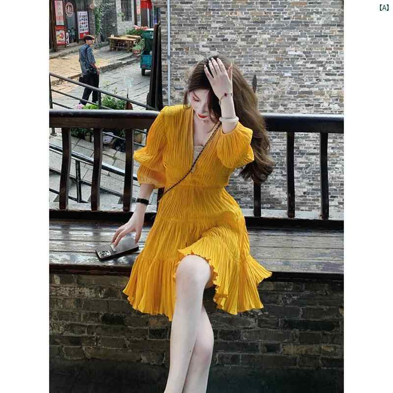 レディース レディース ファッション 海外ファッション 上品 フランス 海辺 リゾート Vネック 半袖 ウエスト ドレス レディース 夏 ファッション レトロ エレガント ショート スカート