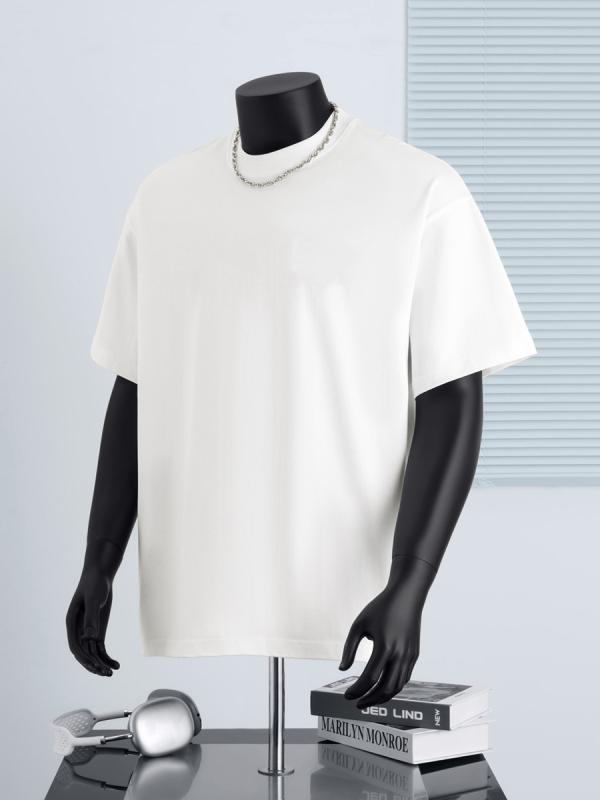 Tシャツ 男性用 短袖 落肩袖 ゆったり オーバーサイズ 無地 綿素材 吸湿速乾 日常使い 夏用 白 グレー 黒 ワインレッド ネイビー ベージュ
