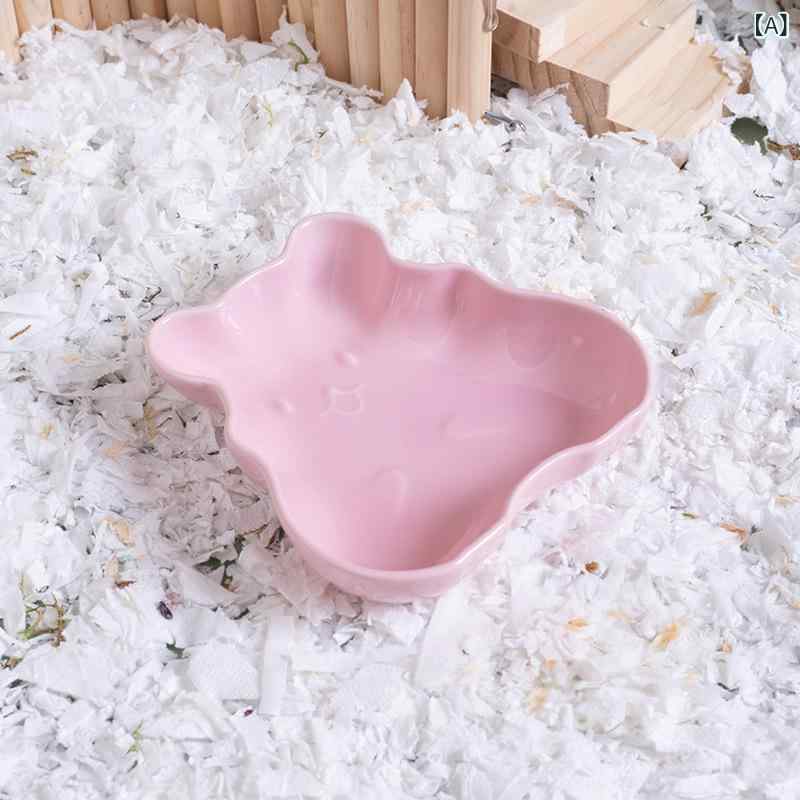 ハムスター 陶器 食器 餌やりボウル 転倒防止 デザイン 小動物 ペット用品 パステルカラー ピンク グリーン イエロー ブルー 軽量 耐久性