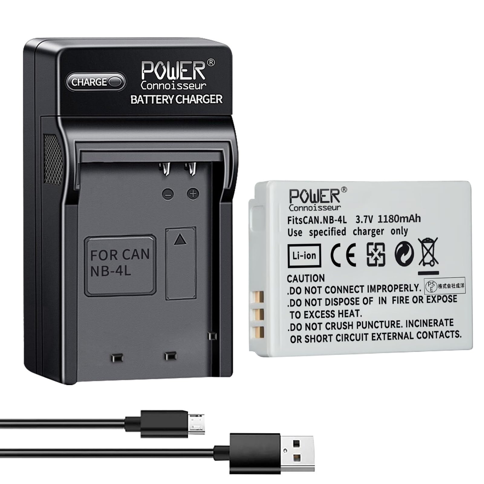 「」Canon対応NB-4Lハッテリー IXY 210 IS/210F/400F/410F/ 510 IS/ 600F/ 610F/ 620F、IXY Digital 10/20 IS/ /40/55/ 60/70/ 80/ 90/210 IS/ 220 IS/510 IS/L3/ L4 【3.7V 1180mAh】交換ハッテリー+互換 USB 充電器 カメラ