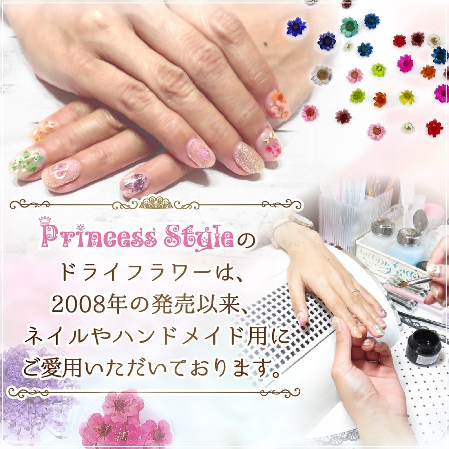 ドライフラワーレースフラワー押し花60枚レジンアートやネイルに12色times;各5枚ケース入