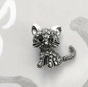 猫のブローチ キャットブローチ 珍しいブローチ パーティ イベント 胸元のおしゃれ 結婚式 メンズギフト ラインストンアクセサリー レディースギフト
