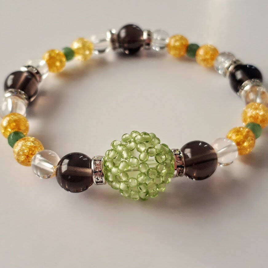 神聖幾何学フラーレン・ペリドットのバッキーボールブレスレット(2mm使用) 黄緑 8月誕生石 天然石 パワーストーン 天然石 フラーレンブレスレット 高次元エネルギー 部屋の浄化 お守り スピリチュアル 開運 宇宙