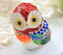 フクロウAジュエリーケース(レッド) 幸せギフト クリスマスプレゼント オウルのジュエリーボックス 幸運 owl オブジェ 置物 宝石箱 夫婦 銀婚式 還暦 米...