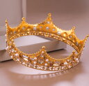 スクエアストーンの王様クラウン(ゴールド) ブライダル 髪飾り 女の子 ヘアアクセサリー キッズドレス 結婚式 発表会 王冠 クラウン ティアラ 結婚祝い ウェ...