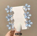 5色・髪の毛に花飾り!お花のヘアクリップ(ブルー6個セット)ヘアピン/バレッタ/髪飾り/アクセサリー/女/花/ヘッドドレス/ヘアアクセサリー/フォーマル/結婚式...