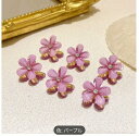 5色・髪の毛に花飾り!お花のヘアクリップ(パープル6個セット) ヘアピン バレッタ 髪飾り アクセサリー 花 ヘッドドレス ヘアアクセサリー フォーマル 結婚式...